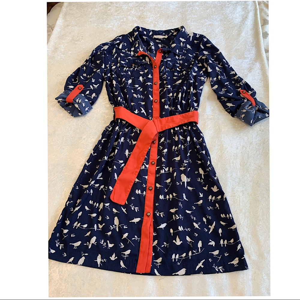 Olive & Oak Blue and Orange Shirt Dress